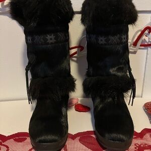 Tecnica Black Goat Fur Winter Boots | Made in Italy | Women’s US 8